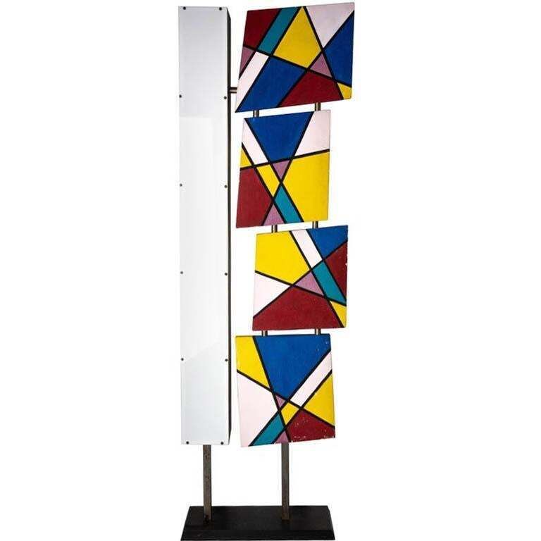 French Floor Lamp With Mondrian Style Paintings, Circa 1990 photo furniture