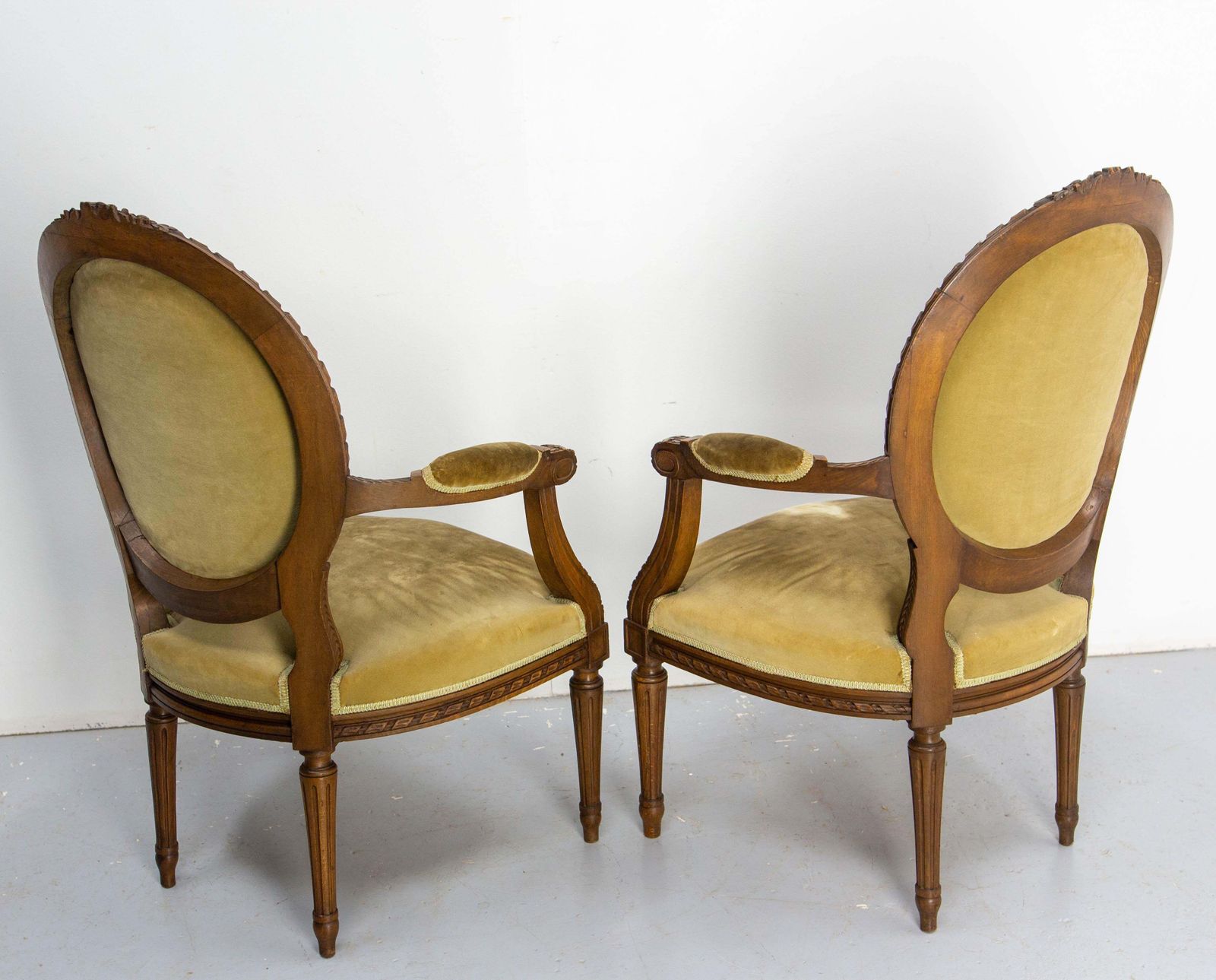 Pair Of French Open Armchairs Louis XVI Medallion Fauteuils, Circa 1900 photo 1551.0