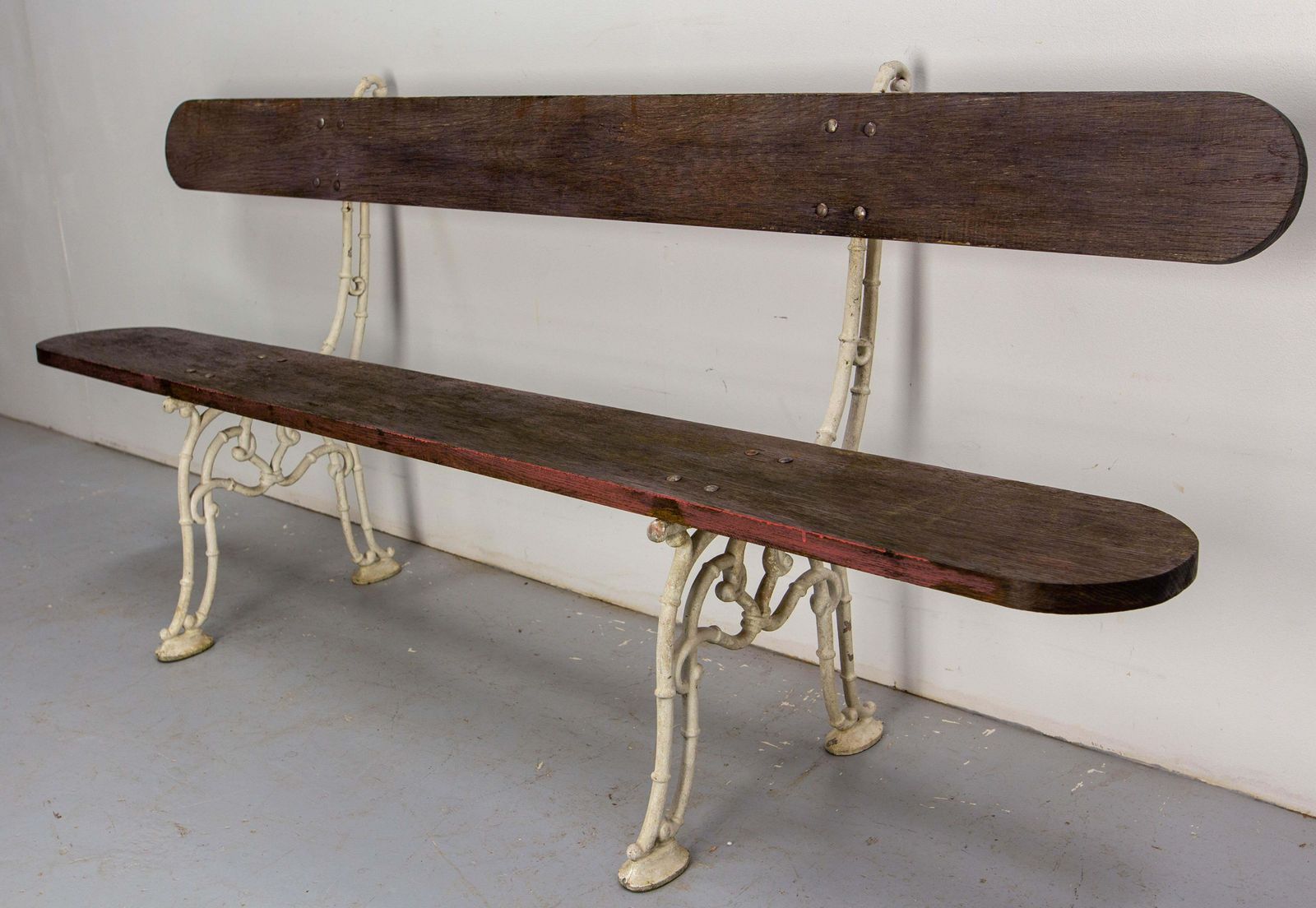 French Vintage Bench Cast Aluminium & Oak Garden Terrace & Patio Circa 1960 photo Garden Furniture