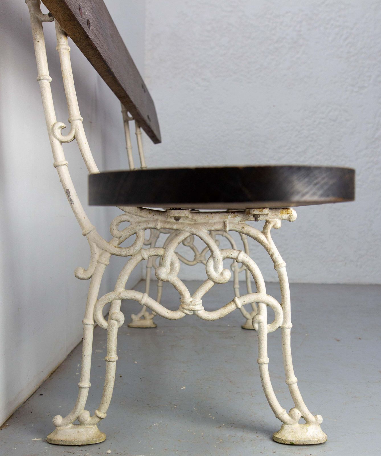 French Vintage Bench Cast Aluminium & Oak Garden Terrace & Patio Circa 1960 photo buy