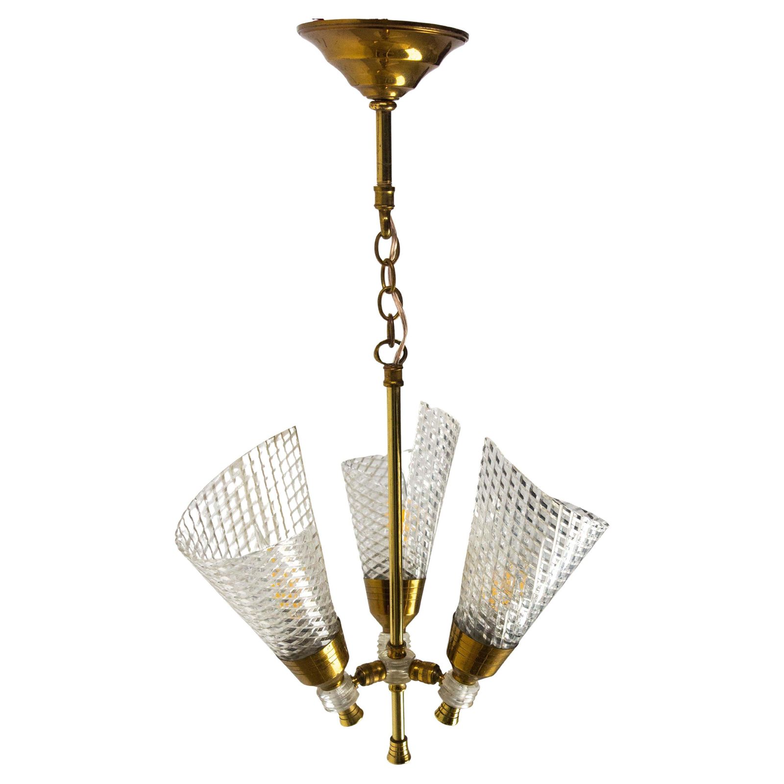 French Ceiling Pendant Glass & Brass Chandelier Lustre Guariche Style Circa 1960 photo furniture