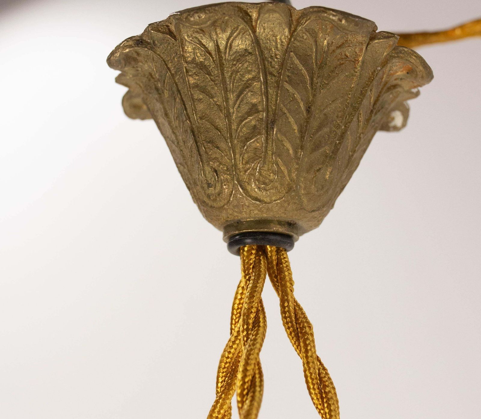 1006.0 French Art Deco Lustre Glass Ceiling Pendant Chandelier, Circa 1930 photo