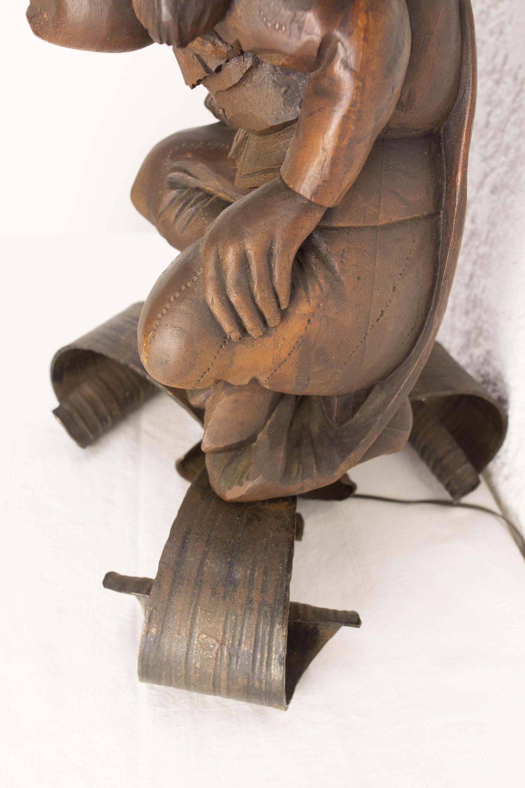 Lighting Gargoyle Table Lamp By J M Rothschild Wood & Wrough Iron, French, Circa 1960 photo