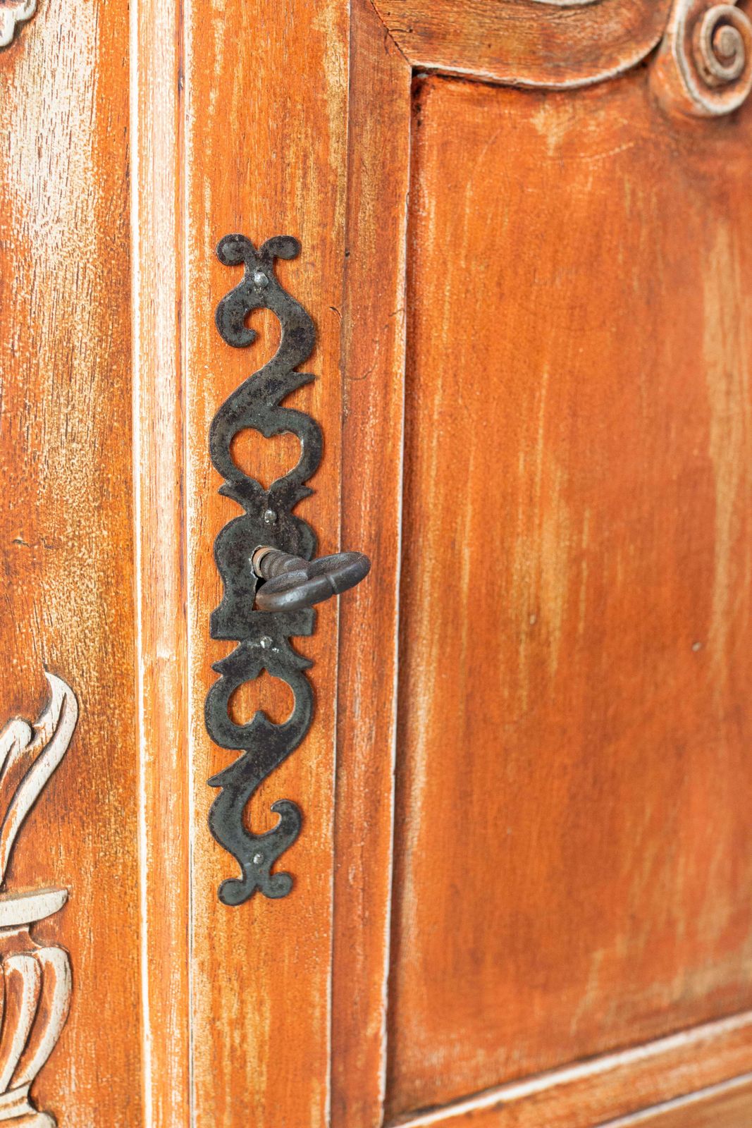 photo furniture Antique Walnut Sideboard Terracotta Color Patina Louis XV Style, 19th Century