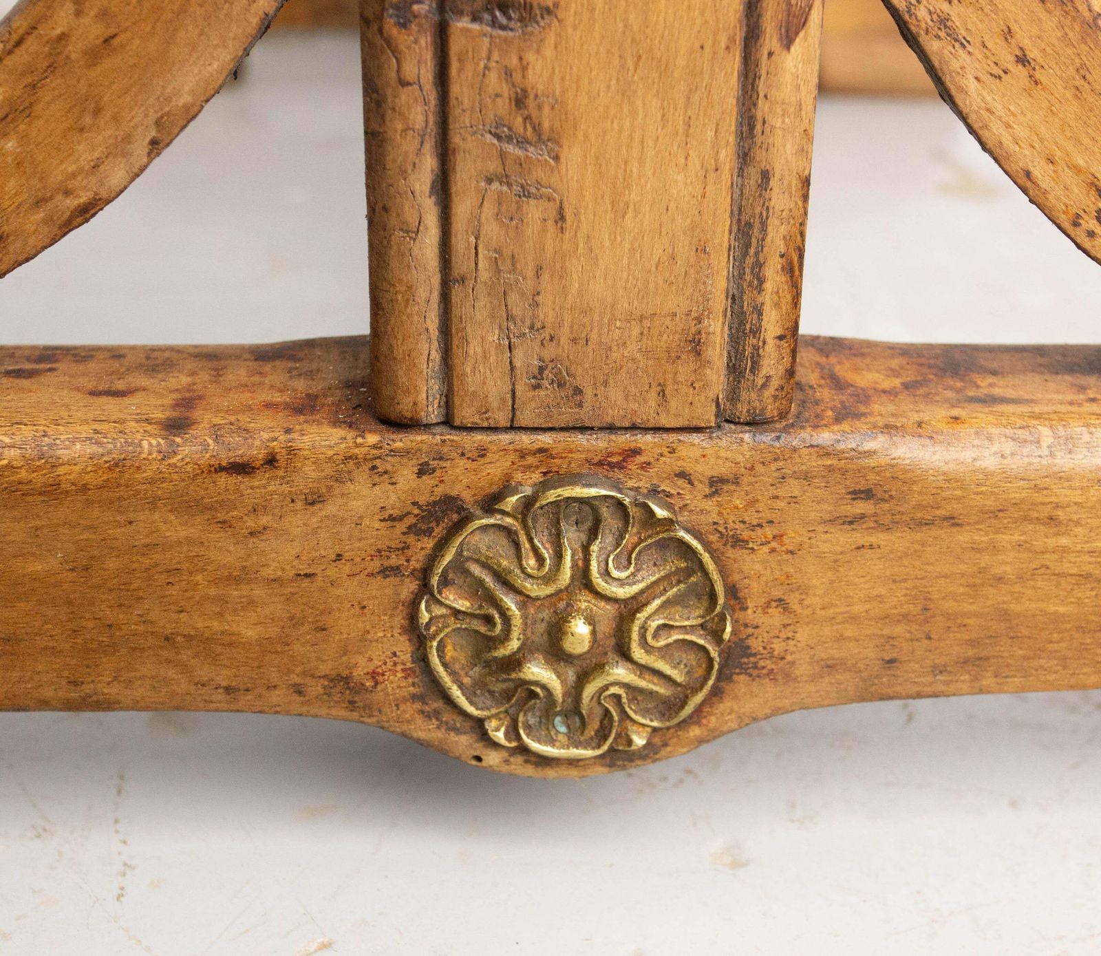 1073.0 French Paris Bistro Table Beech Bakelite & Brass Table, Early 20th Century photo