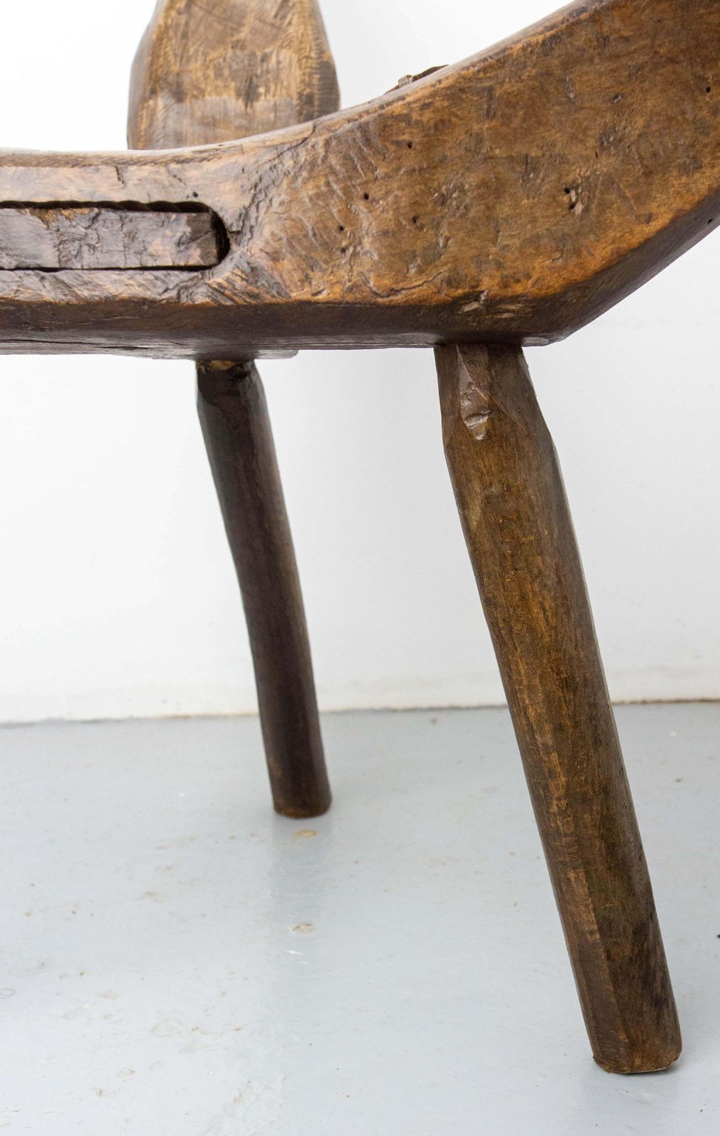 photo vinterior French Tripod Chair Three Legs Wood Figurative Bird 19th Century