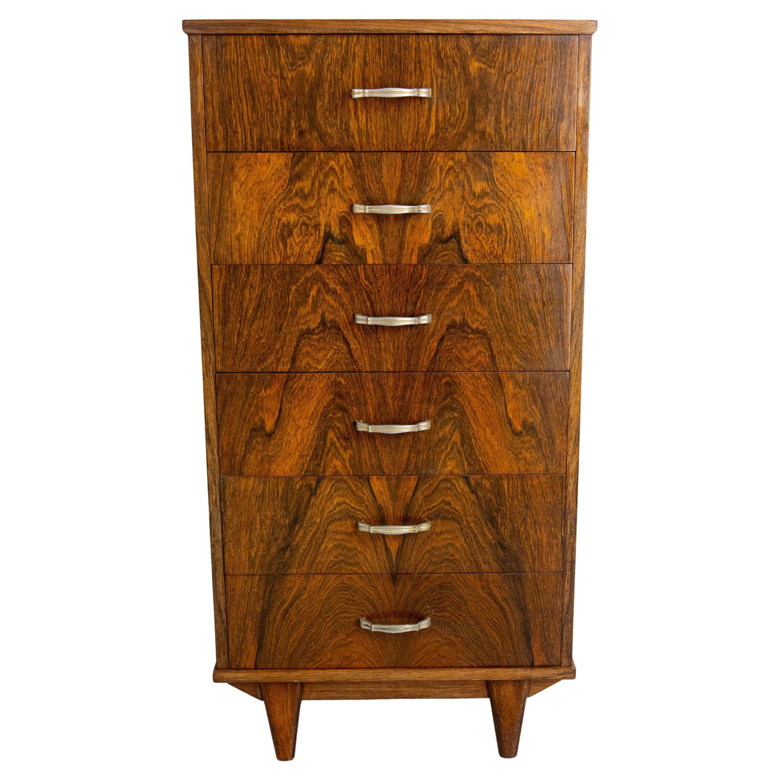 French Commode Chiffonnier Chest Of Drawers Veneered Rosewood, 20th Mid Century