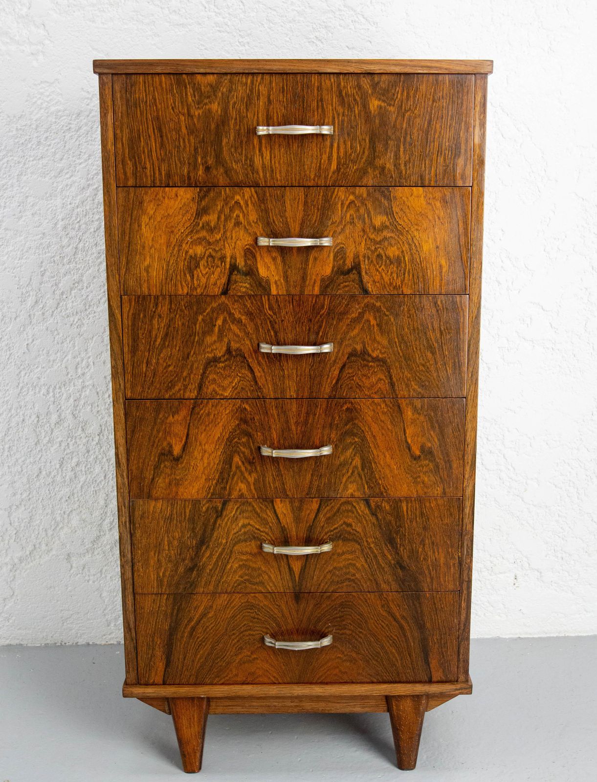 French Commode Chiffonnier Chest Of Drawers Veneered Rosewood, 20th Mid Century photo furniture