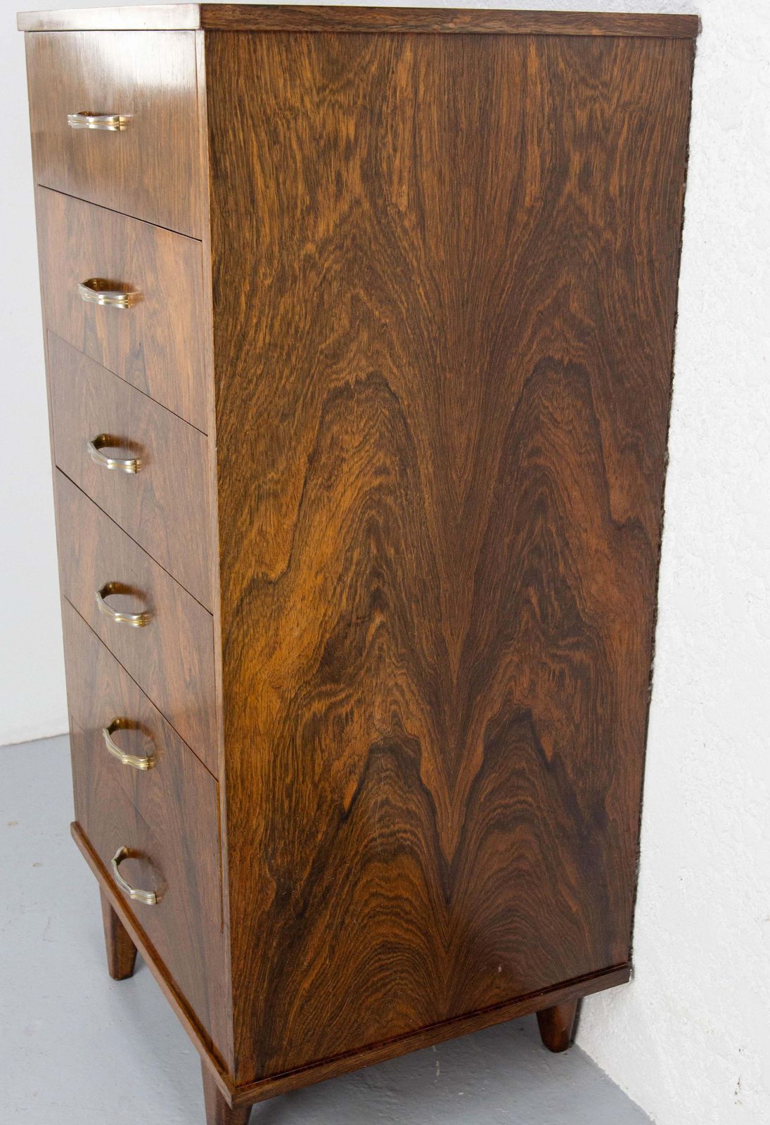 French Commode Chiffonnier Chest Of Drawers Veneered Rosewood, 20th Mid Century photo Furniture