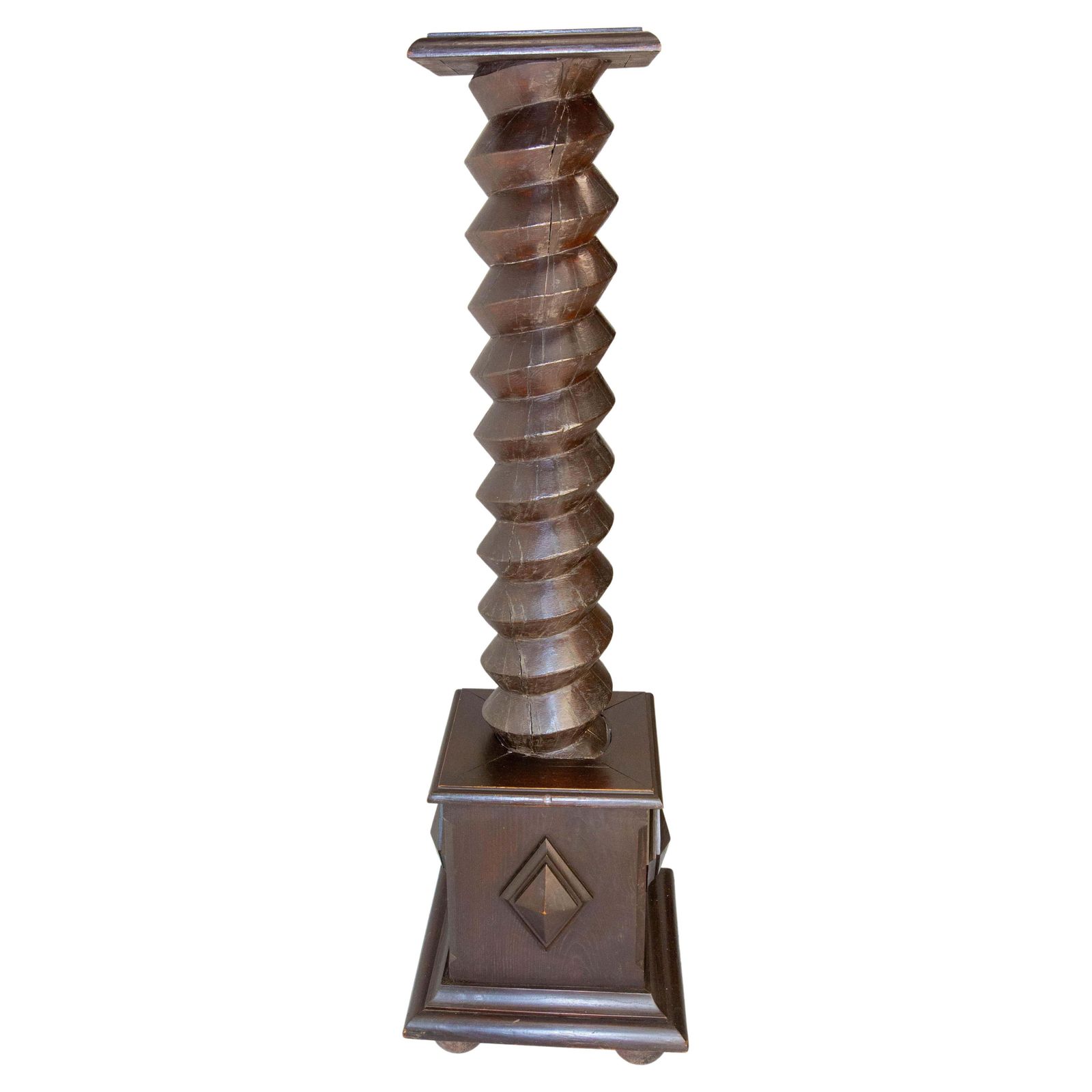 Wine Press Screw Pedestals Plant Holder, French, 19th Century