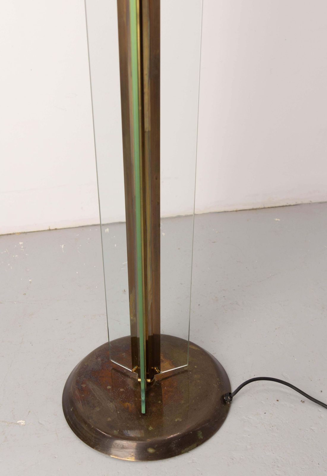 Brass And Glass Floor Lamp Lantern Vintage Chandelier, French, Circa 1980 photo vintage