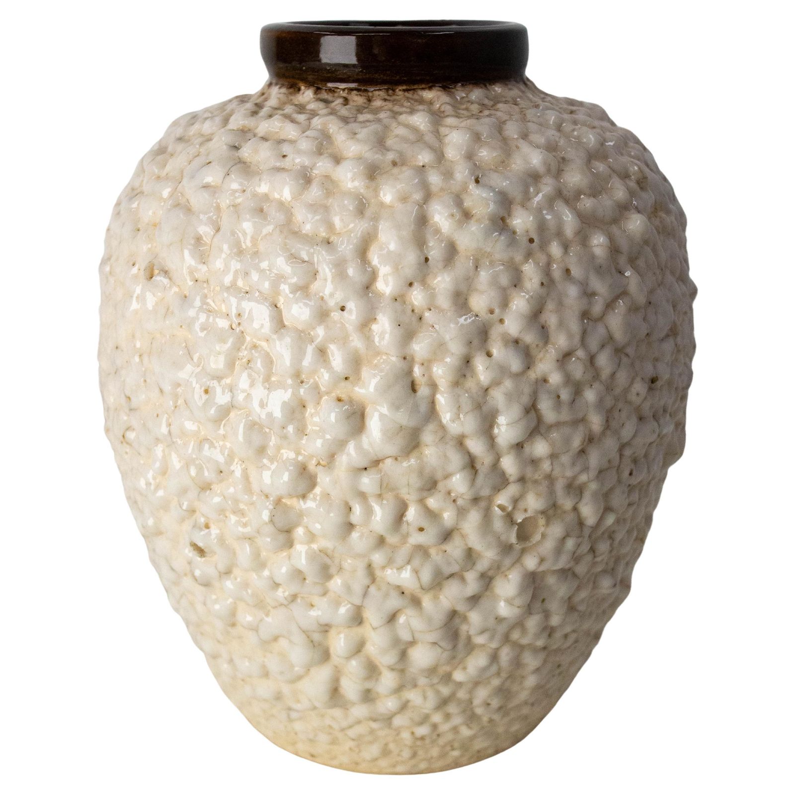 French Vase Jean Besnard Style Crisped Enamel, Circa 1940