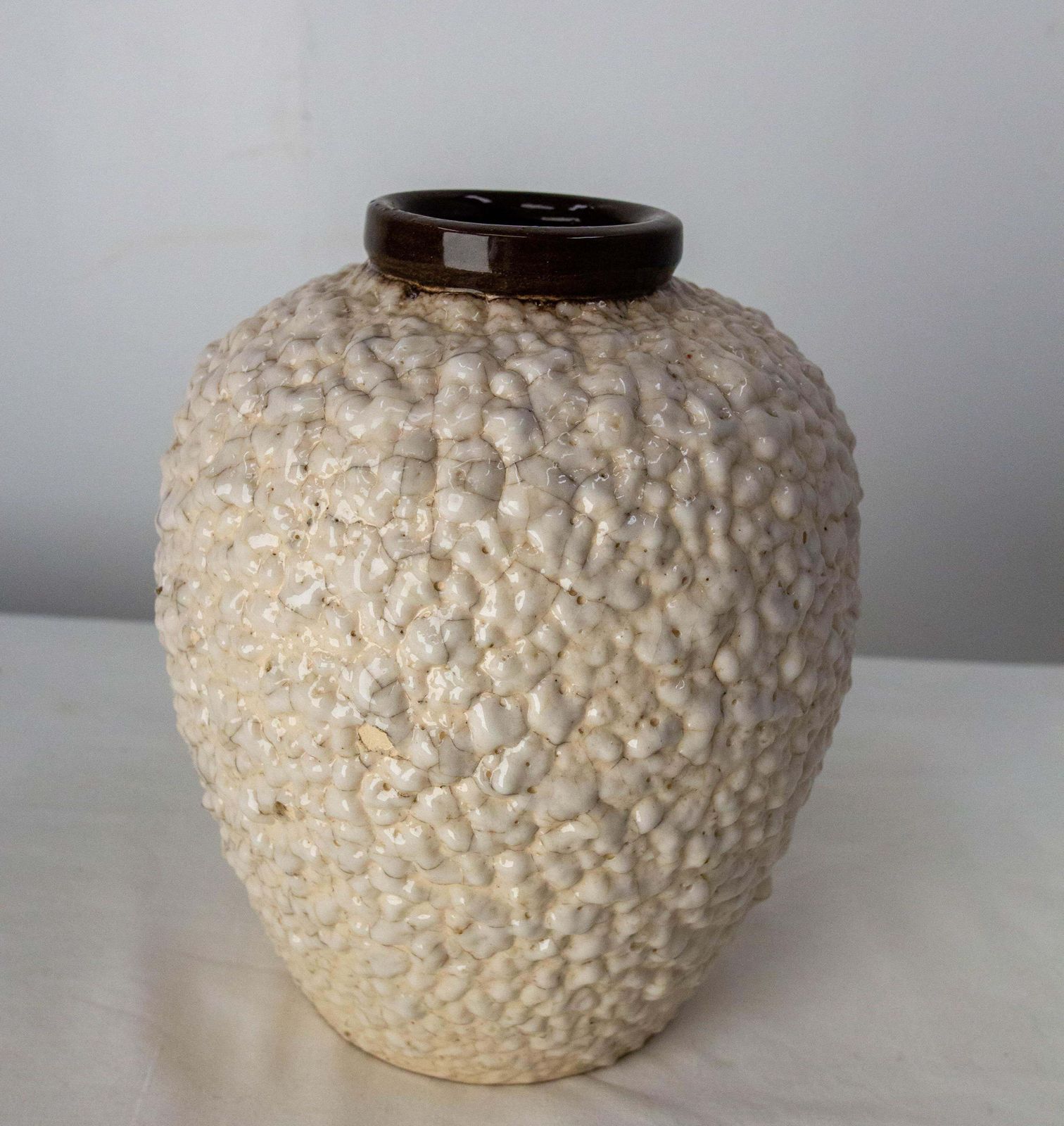 French Vase Jean Besnard Style Crisped Enamel, Circa 1940 photo Home Decor