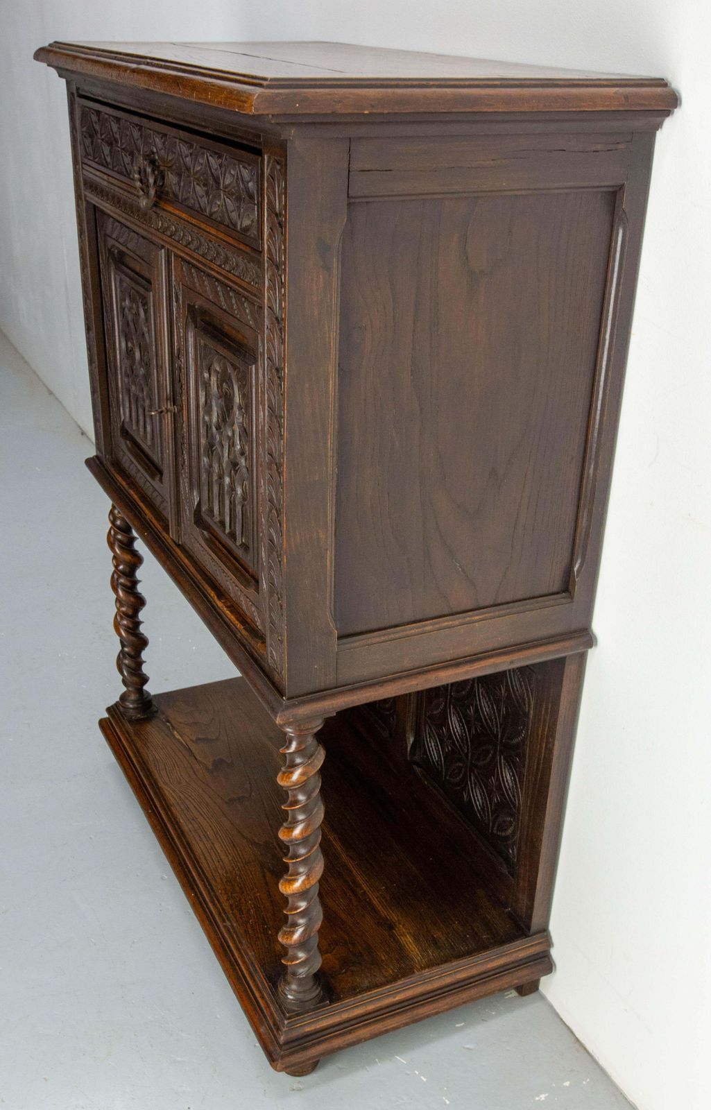 French Chestnut & Wrought Iron Buffet Neogothic Style Late 19th Century photo 1877.0
