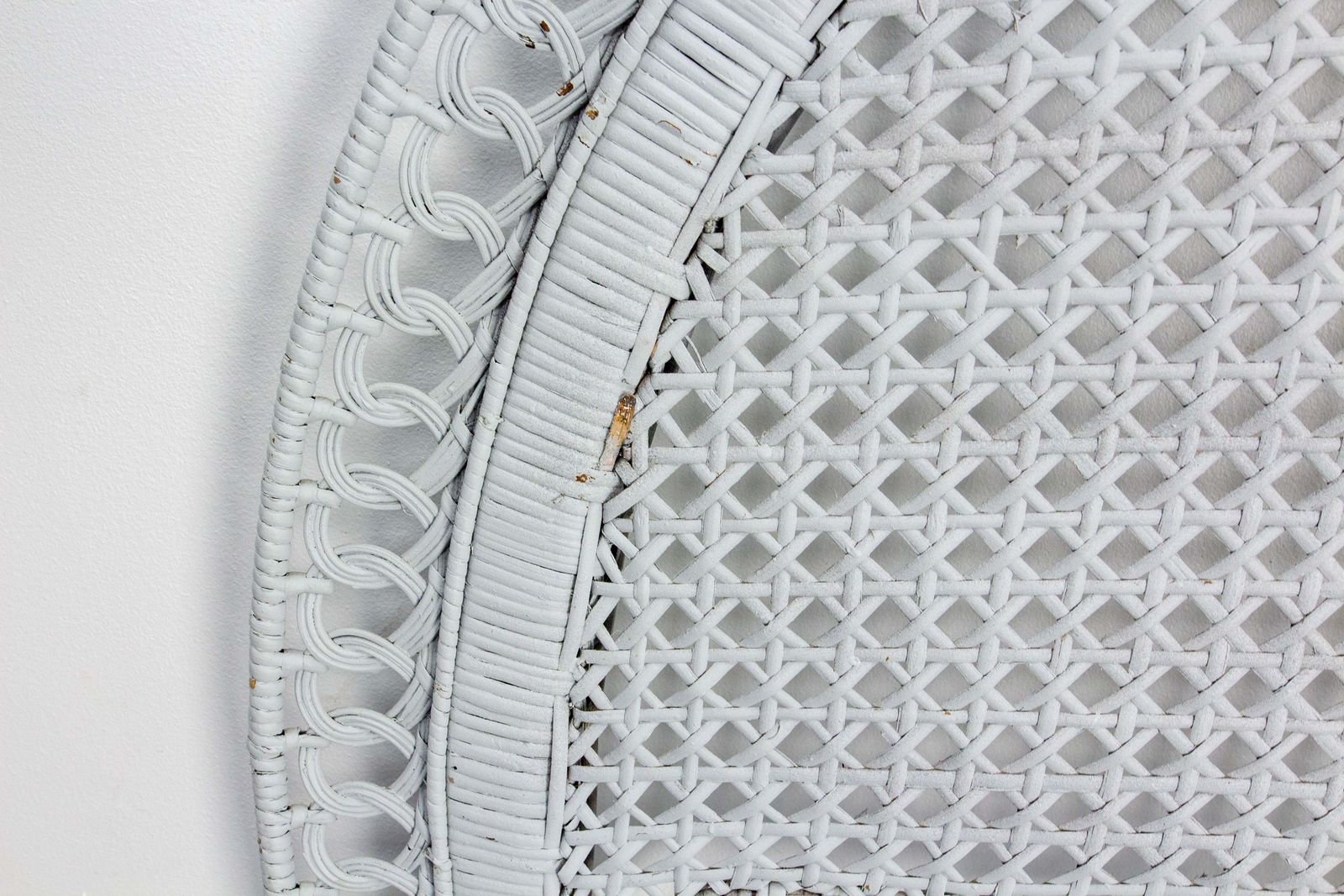 French Headboard Rattan And Wicker Queen Size, Midcentury photo for sale