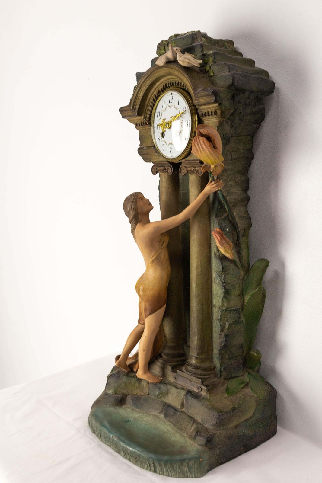 Antique French Bronze And Marble Mantel Set Clock Cherub Putti Napoleon III photo for sale