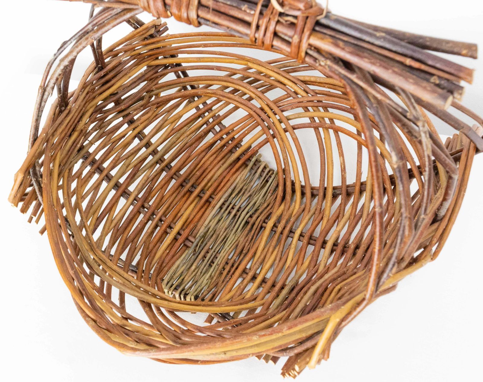 Mid Century Rattan Basket Centerpiece Fruit Cup, France photo vintage