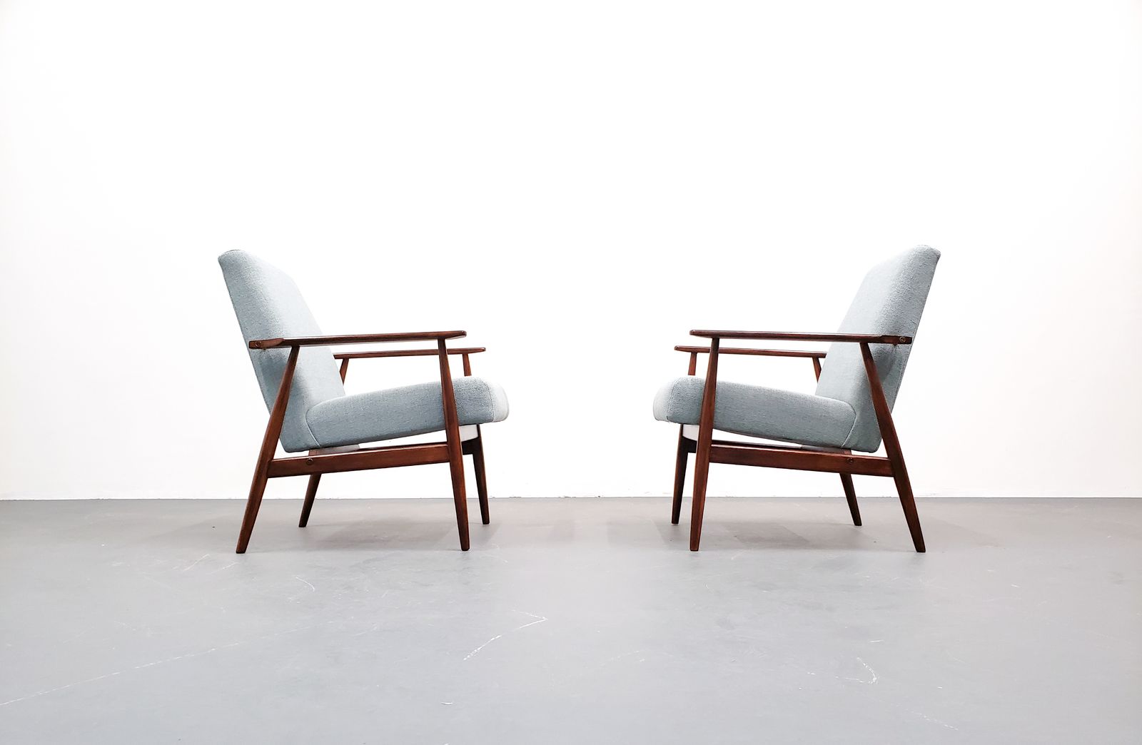 1960 Henryk Lis Mid Century Armchair In Dusty Blue photo furniture