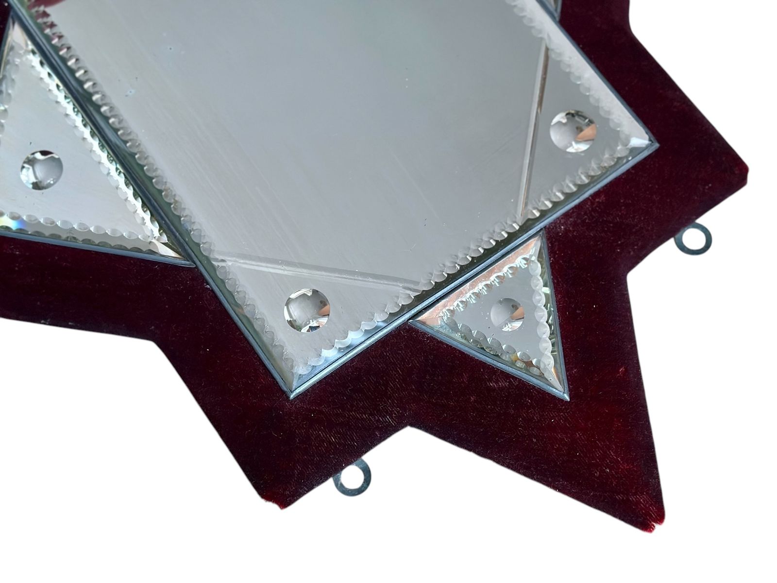 Late Victorian Pair Of Sorcerers Mirrors On Red Velvet Frame photo furniture