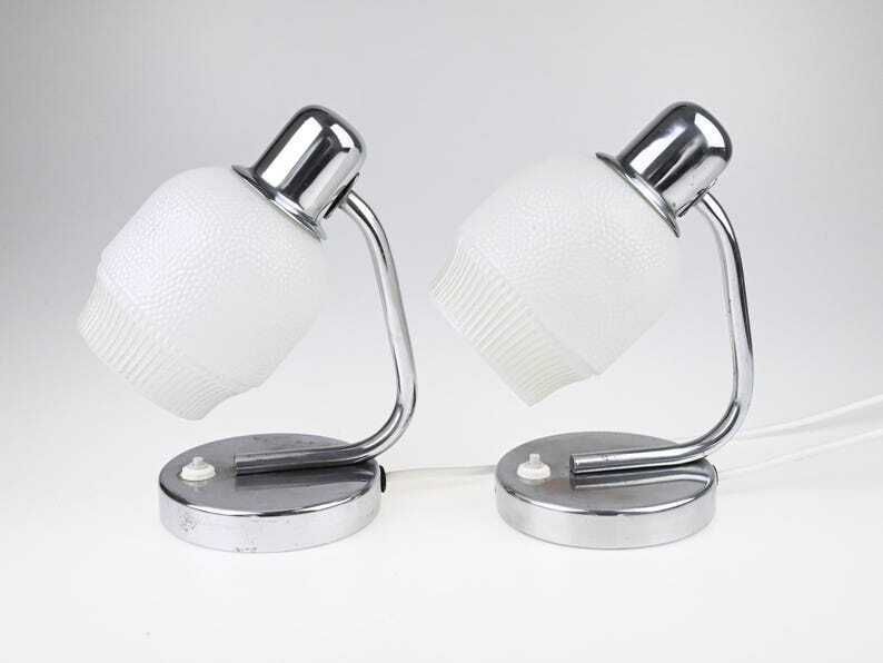 Mid Century Pair Lamps, Pair Of Lamps, Table Lamp, Desk Lamp, Bedside Lamp, Mid Century Lamp, Chrome Lamp, Table Light, Mid Century Lighting photo vinterior