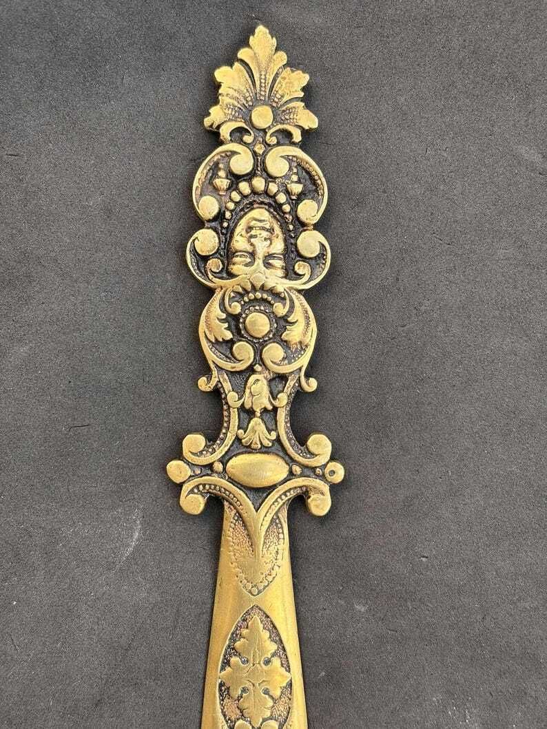 Letter Opener Art Brass Bronze Paper Cutter Knife Letter Opener Gift For Him Desk Accessories Antique Belgium Desk Decor Arlequin Decor photo buy