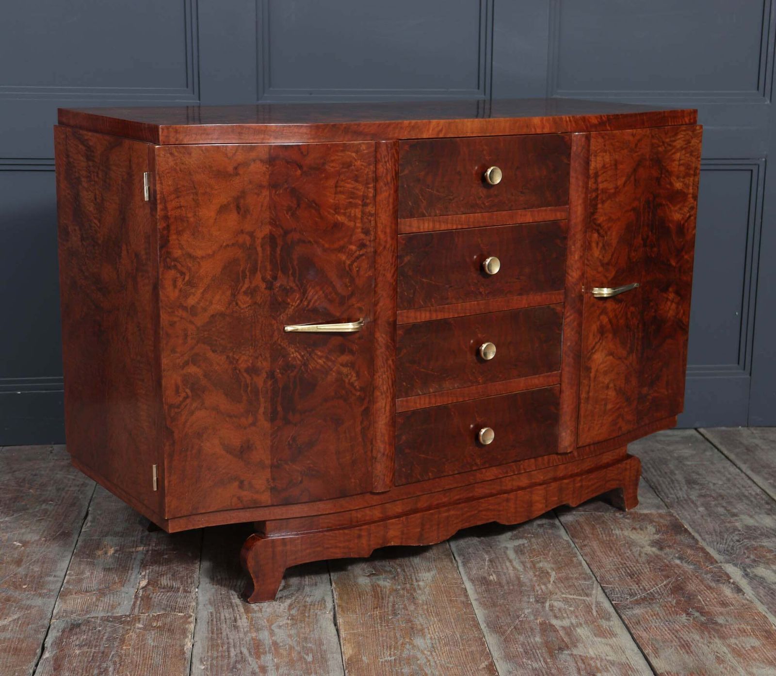 1450.0 French Art Deco Small Sideboard In Walnut photo