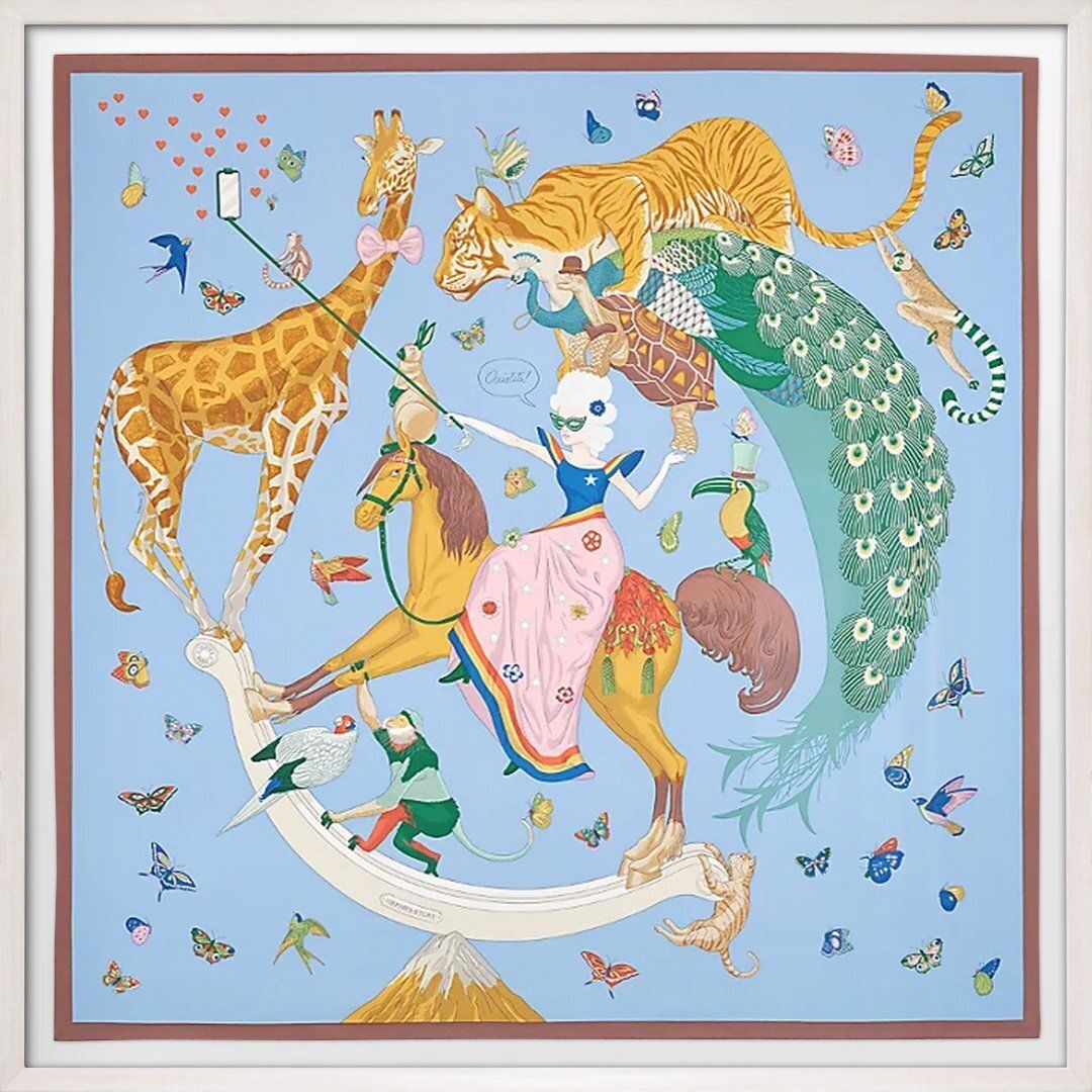 Hermes X Jonathan Burton, Scarf Story, 90cm, Framed Silk Scarf
