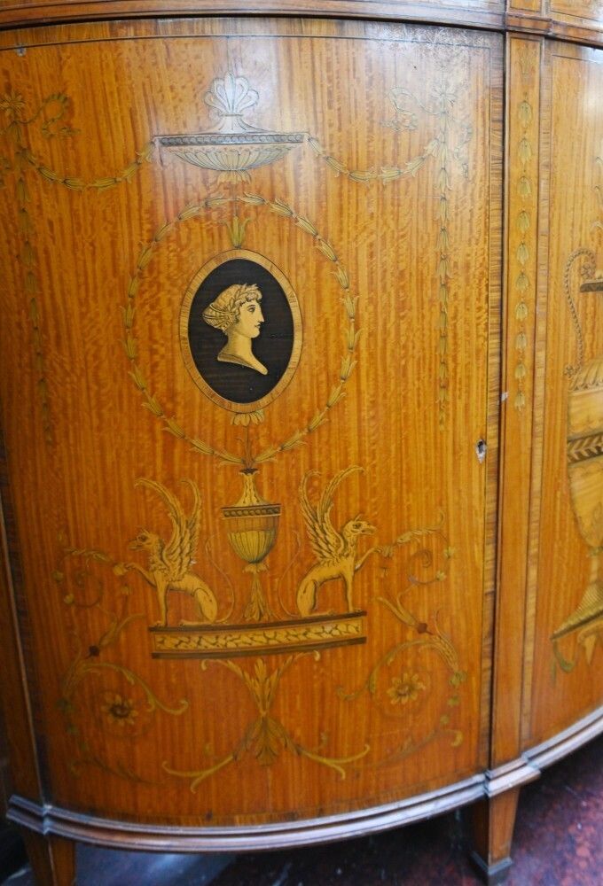 photo furniture Regency Demi Lune Cabinet Classical Adams Satinwood