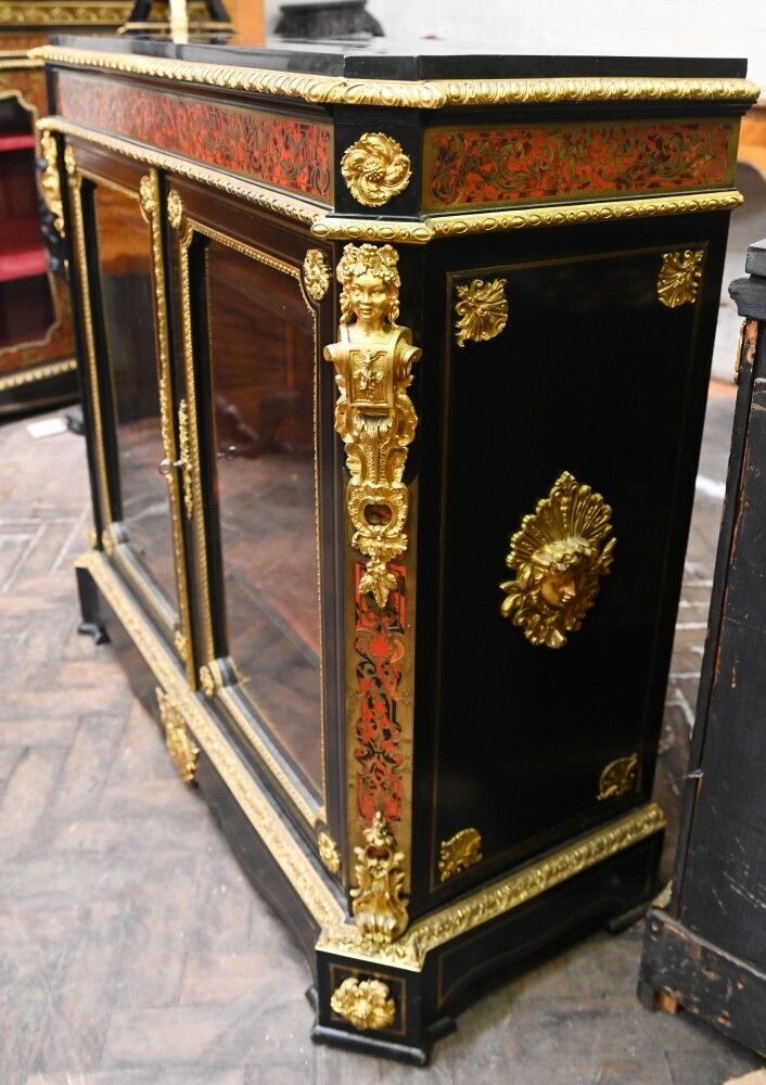 Antique Boulle Cabinet Vitrine Napoleon III 1860 photo vinterior