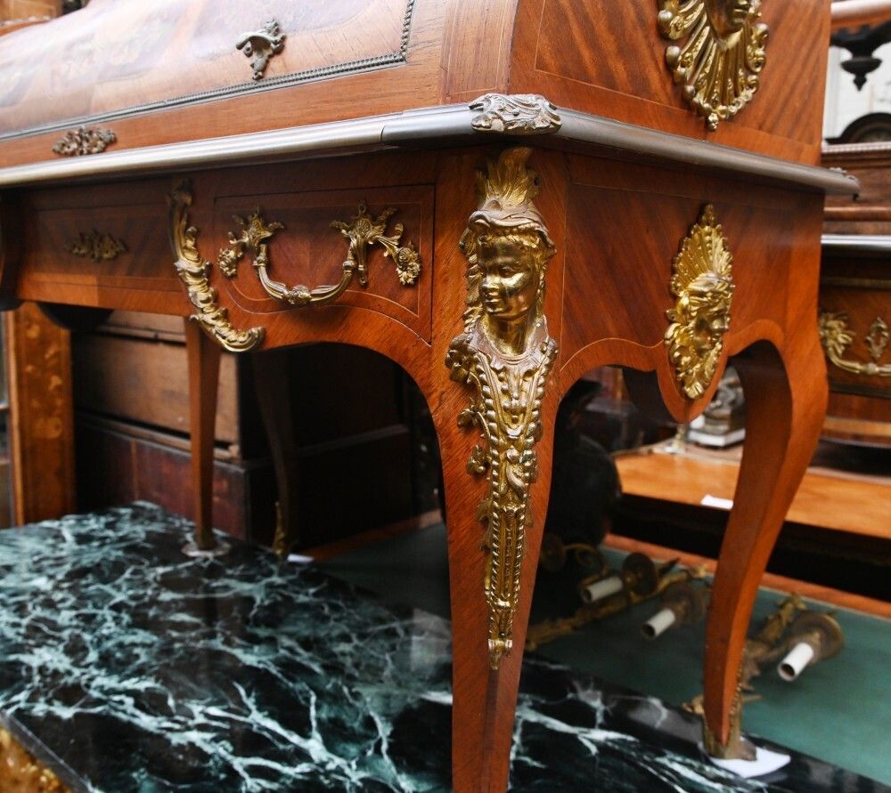 French Empire Roll Top Desk Bureau De Roi 1860 photo vinterior