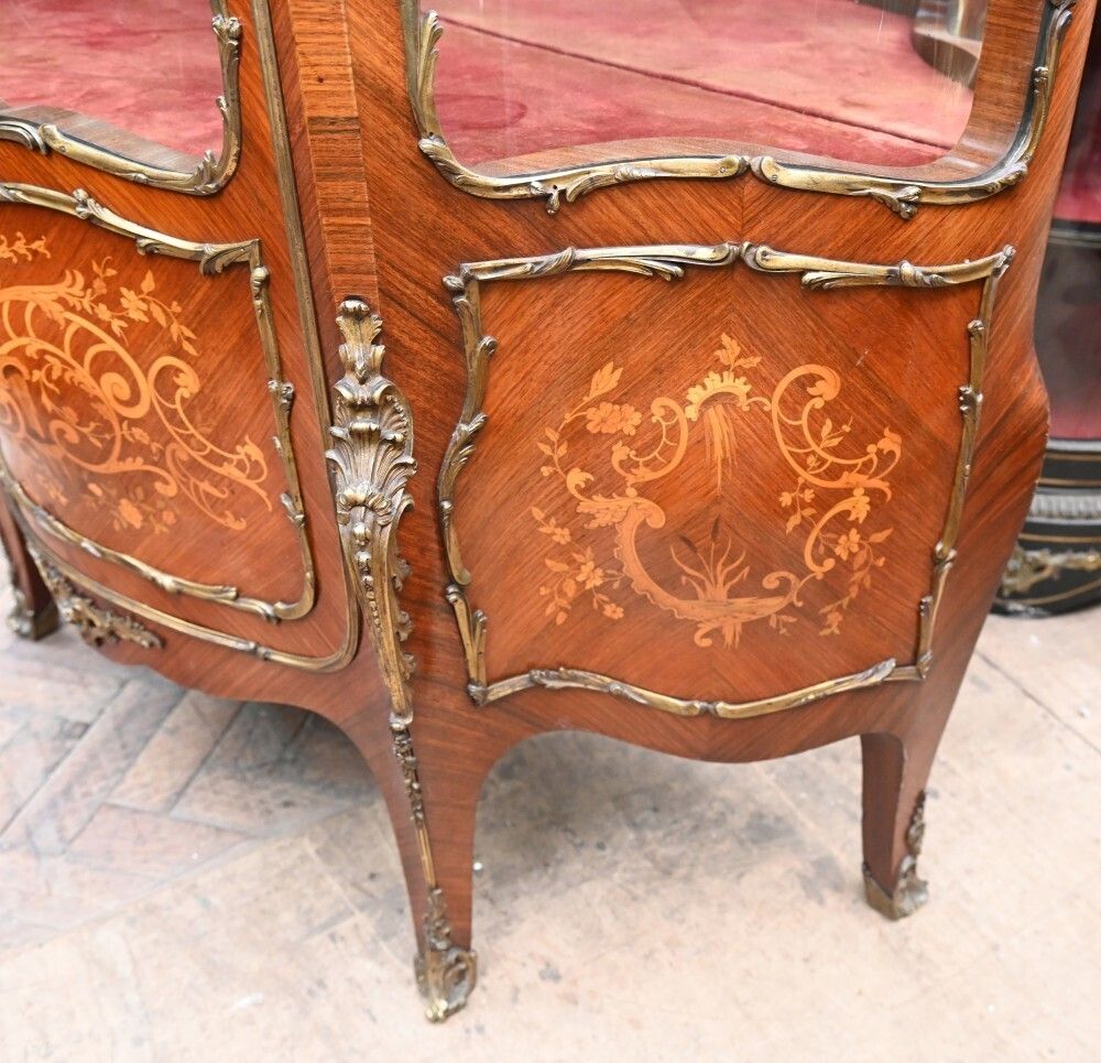Antique French Vitrine Display Cabinet Inlay 1860 photo vinterior
