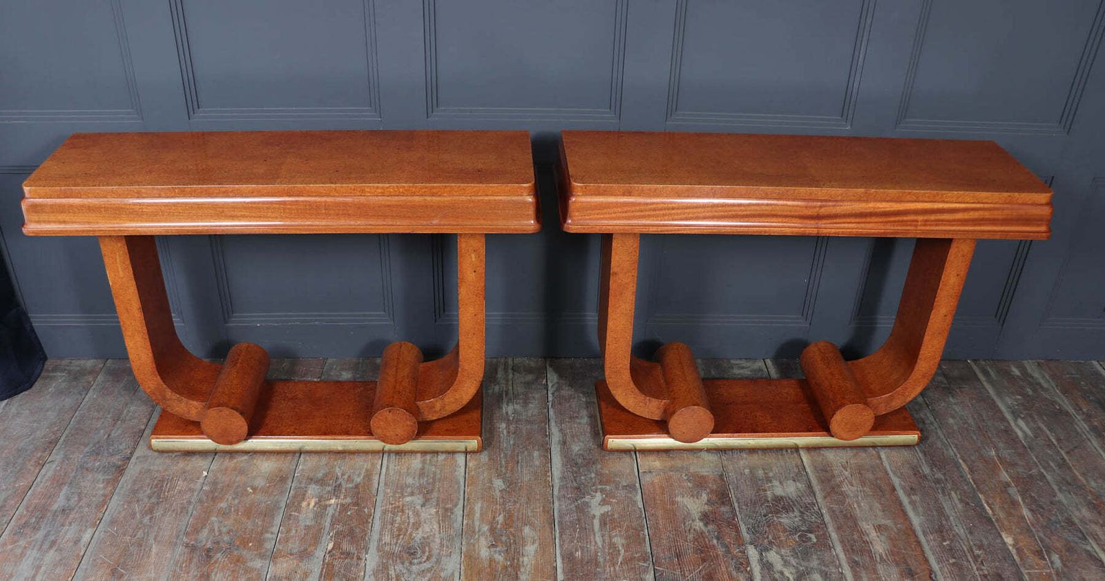 Pair Of French Art Deco Console Tables In Amboyna C1925 photo buy