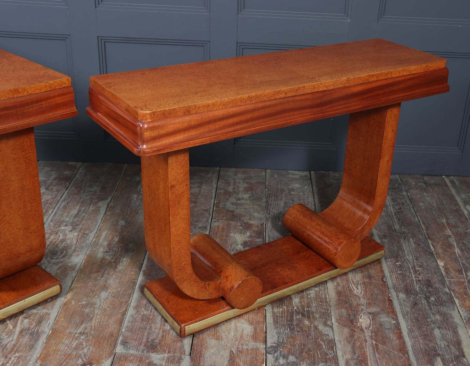 photo buy Pair Of French Art Deco Console Tables In Amboyna C1925