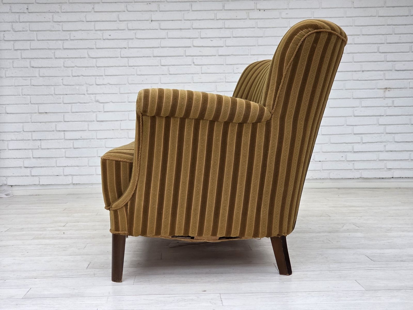 1650.0 1960s, 3 Seater Danish Sofa, Green Furniture Wool, Original Condition. photo
