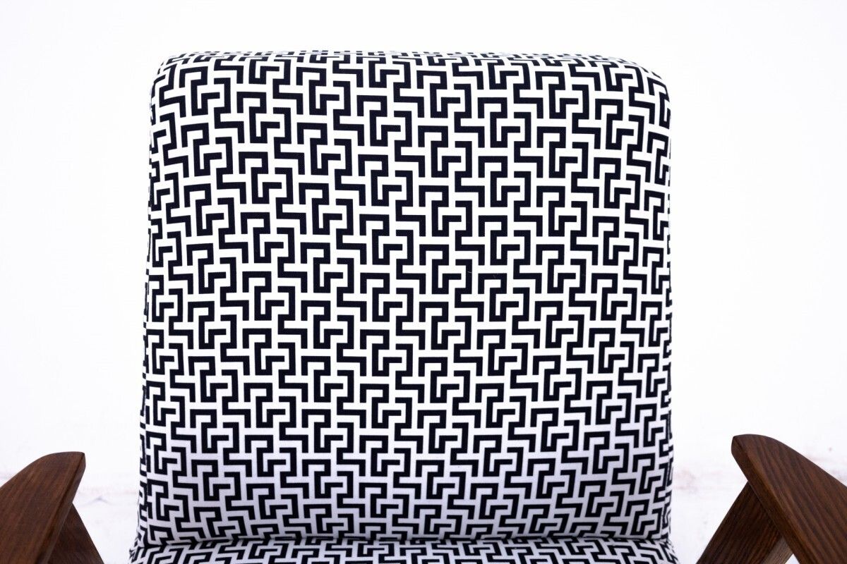 Black And White Midcentury Armchair Model 366 Designed By Chierowski, Poland, 1960s. photo vinterior