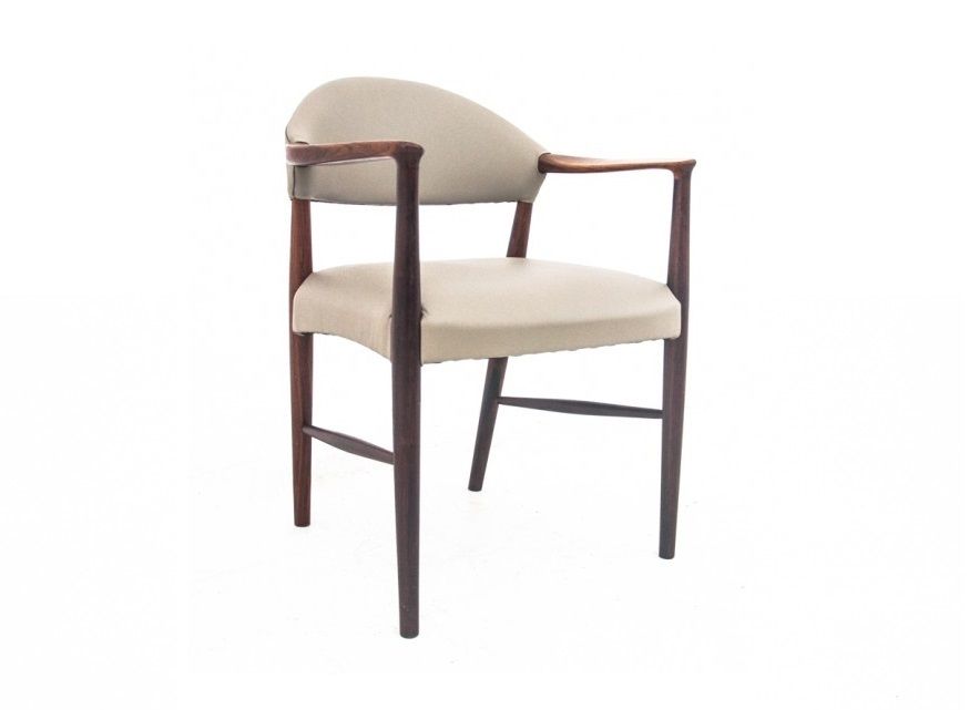 Scandinavian Modern Beige Leather Armchair, Denmark, 1960s. After Restoration. photo buy