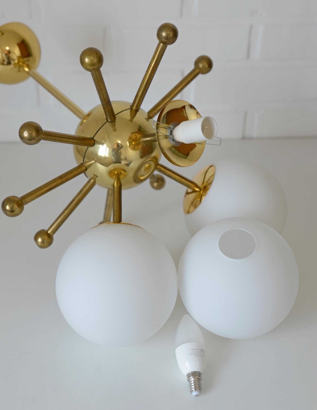 Vintage Pendant Lamp / Sputnik Chandelier / Hanging Lamp / Semi Flesh Mount / Space Age Accent Lamp / Mid Century / Gold Ceiling Light photo vintage