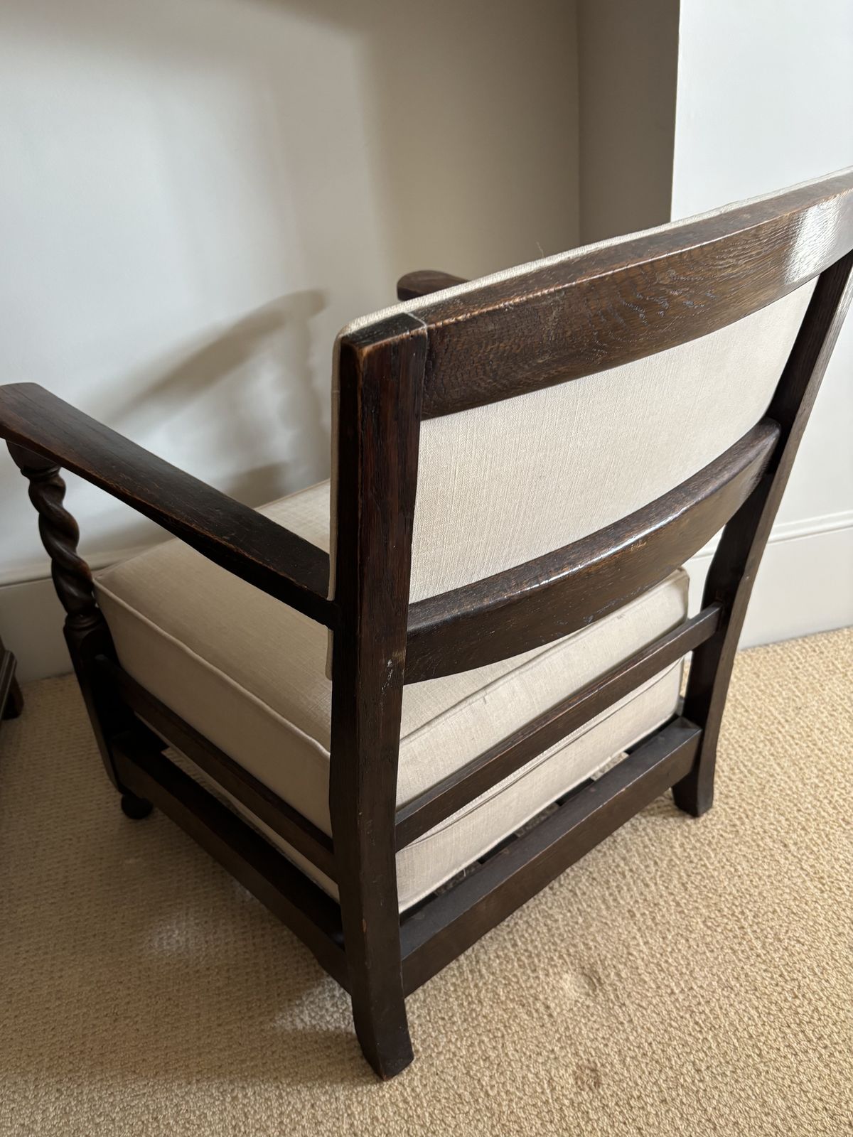 Solid Oak Upholstered Bedroom Chair photo furniture