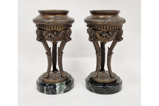 Antique Pair Of French Gilt Bronze Green Marble Cassolettes Mantel Urns photo Home Decor