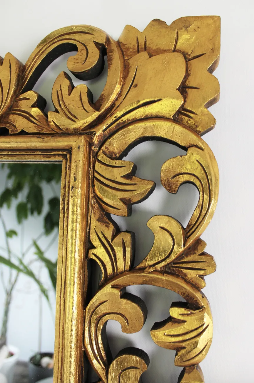 Naturesco   Baroque Wall Mirror Gold Antique   Baroque Wooden Frame Wooden Gold 150 Cm X 80 Cm photo for sale