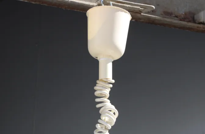 photo vinterior Chandelier With Transparent Cap And Wavy White Italy 1970 Sottsass Style