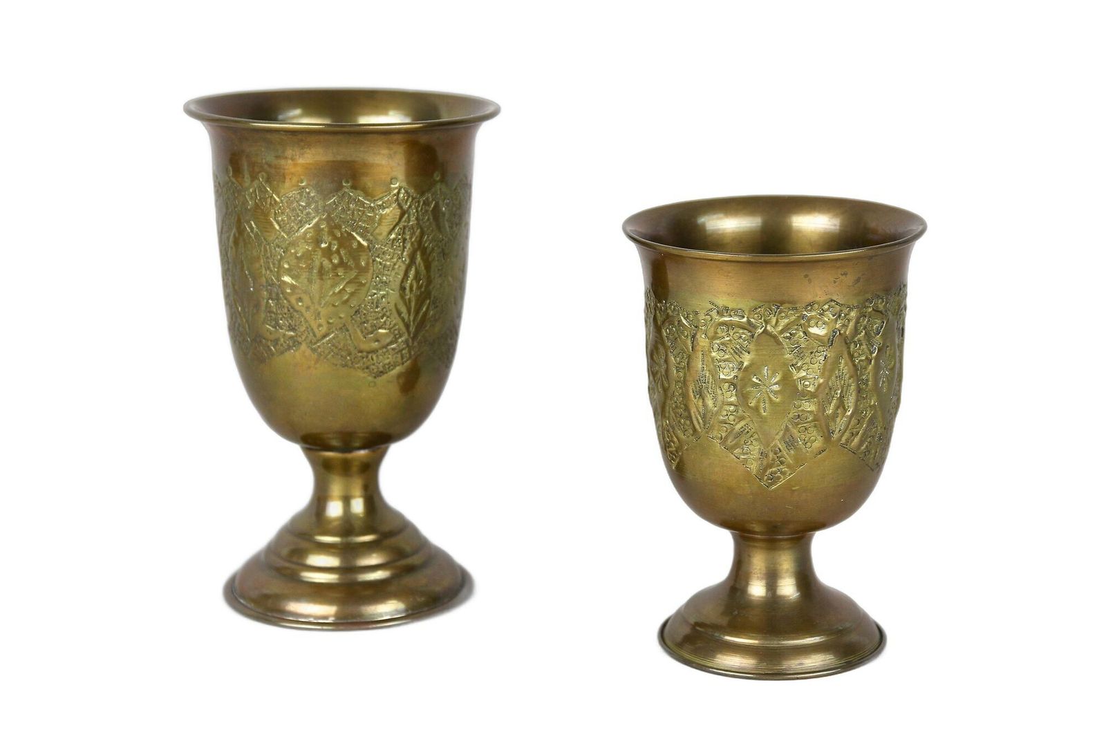 Set Of Late 19th Century Biedermeier Brass Goblets/ Cups/ Vases, At Ca. 1860