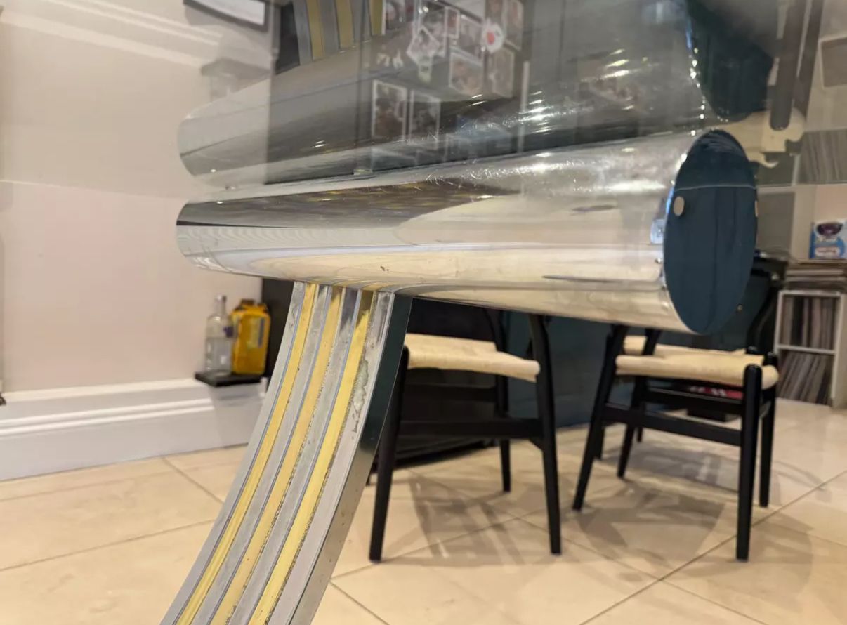 Chrome & Brass Glass Arch Vintage Table By Renato Zevi photo for sale