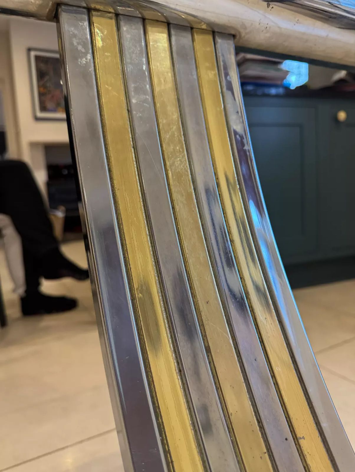 Chrome & Brass Glass Arch Vintage Table By Renato Zevi photo Furniture