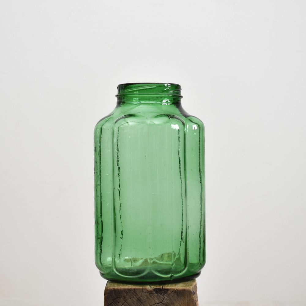 Ribbed Hungarian Vintage Storage Jar Vase – Green photo furniture