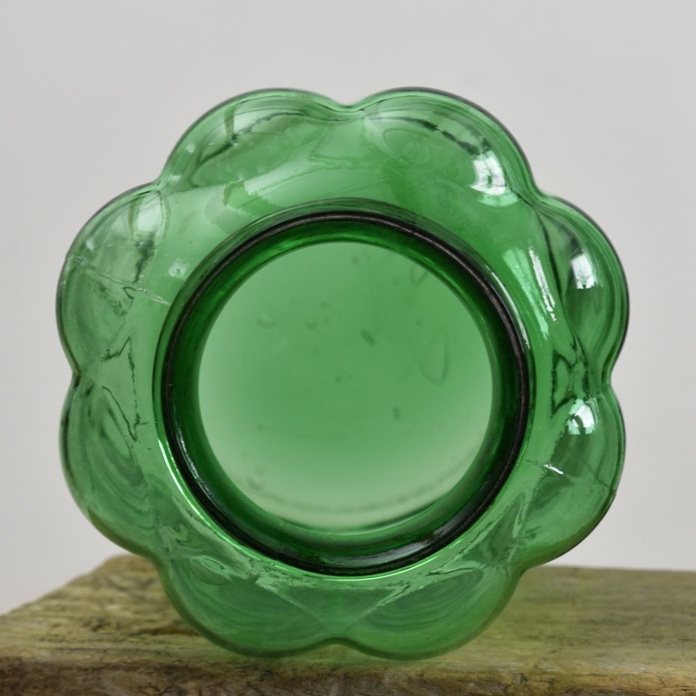Ribbed Hungarian Vintage Storage Jar Vase – Green photo for sale