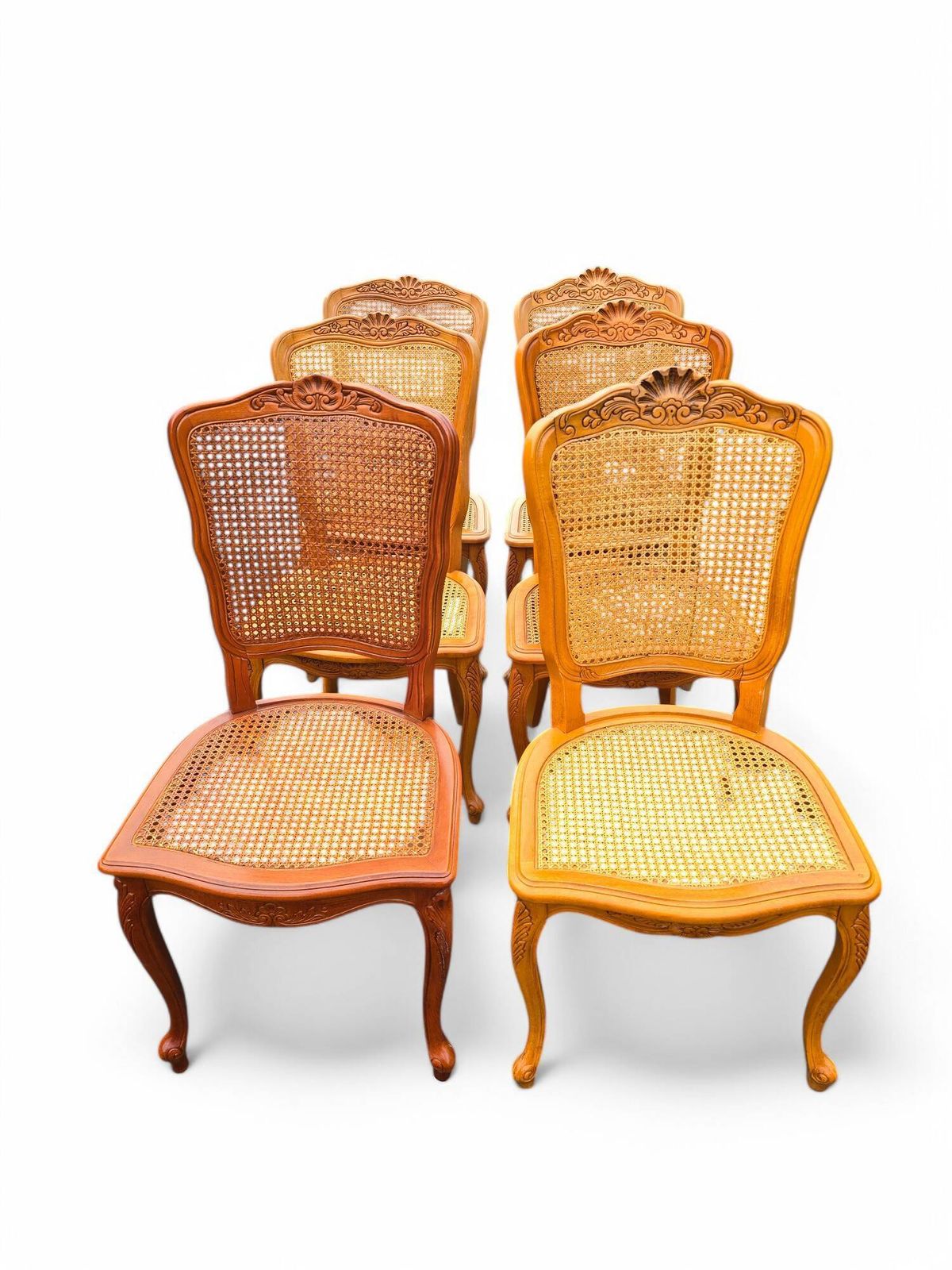 Set Of 6 Louis XV Style Cherry Wood Chairs photo furniture