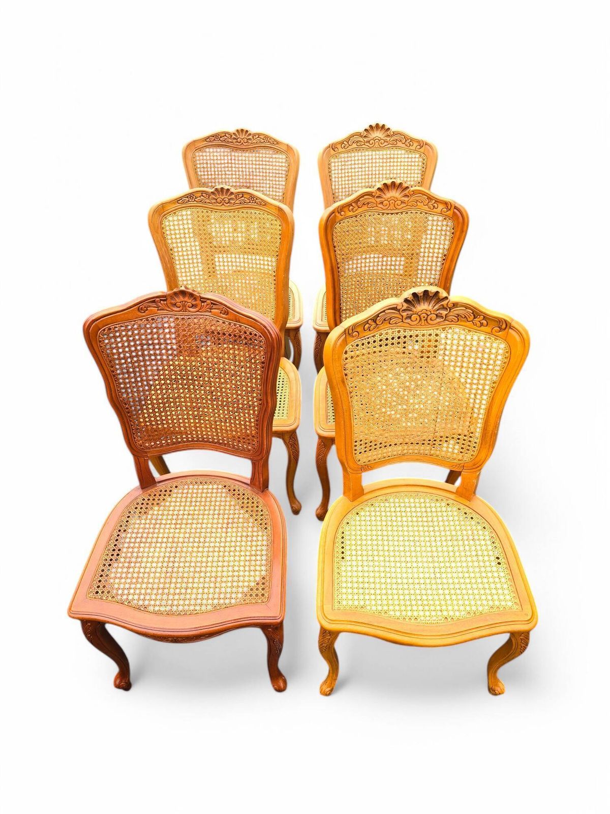 Set Of 6 Louis XV Style Cherry Wood Chairs photo for sale