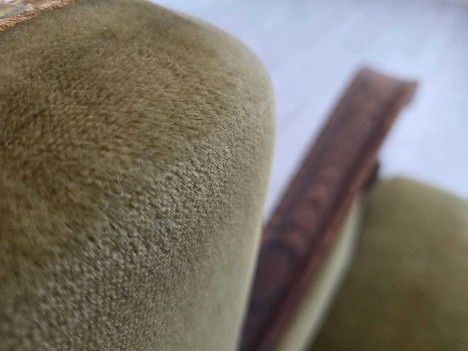 1950.0 1950s, 3 Seater Danish Sofa, Original Condition, Furniture Velour, Solid Oak Wood. photo