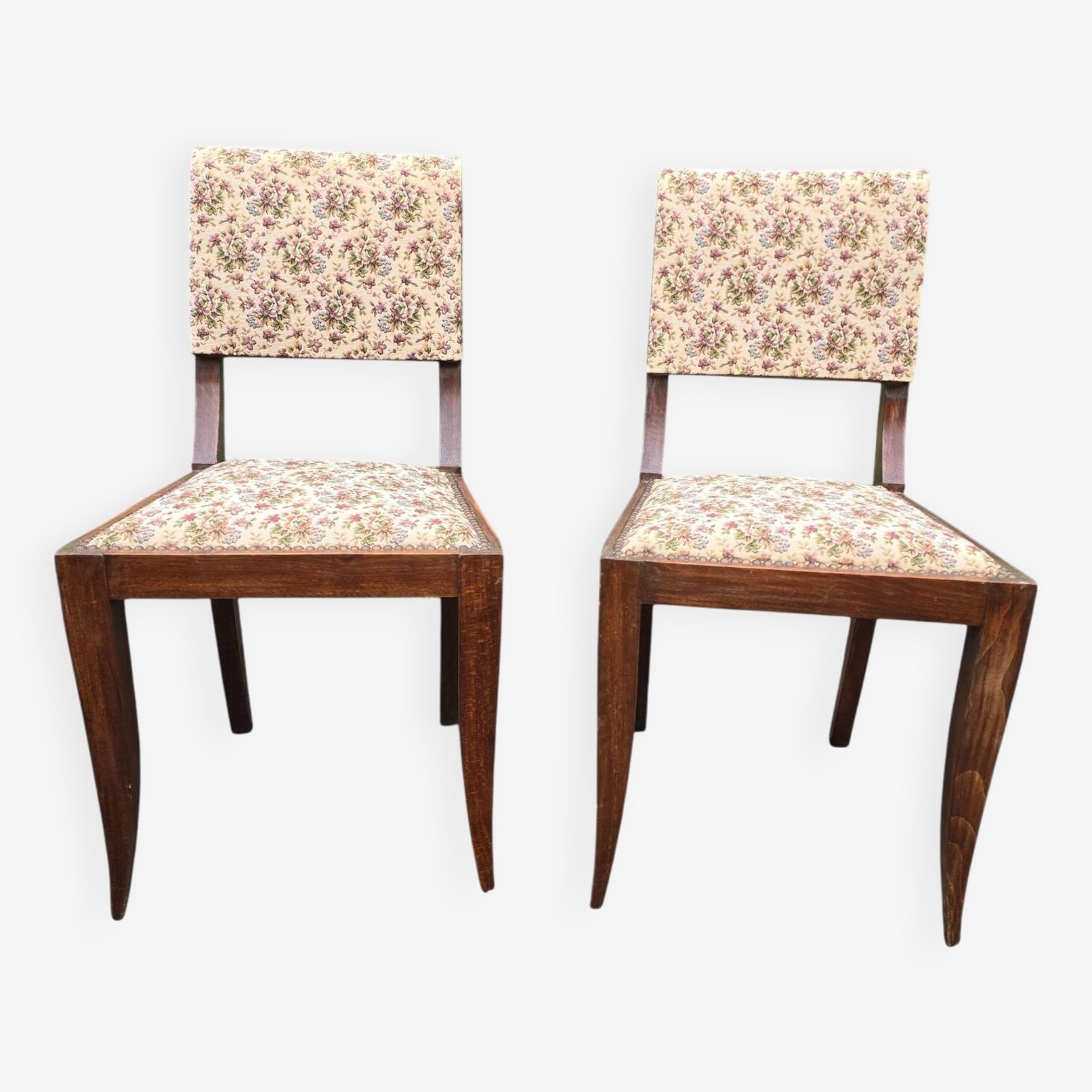 Pair Of Empire Style Chairs With Floral Fabric